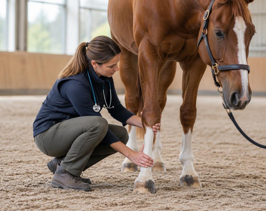 Veterinarian assessing a horse for lameness and performance
